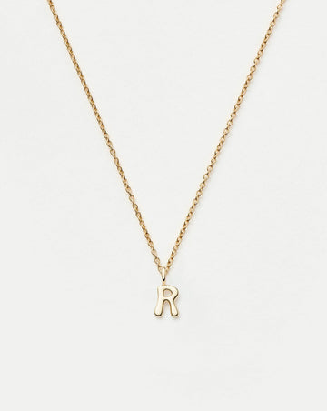 Fine Initial Mini Pendant Necklace - R | 14k Solid Gold Necklaces Missoma 