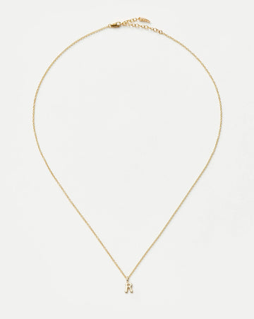 Fine Initial Mini Pendant Necklace - R | 14k Solid Gold Necklaces Missoma 