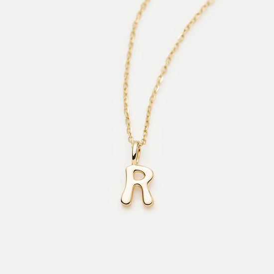 Fine Initial Mini Pendant Necklace - R | 14k Solid Gold Necklaces Missoma 