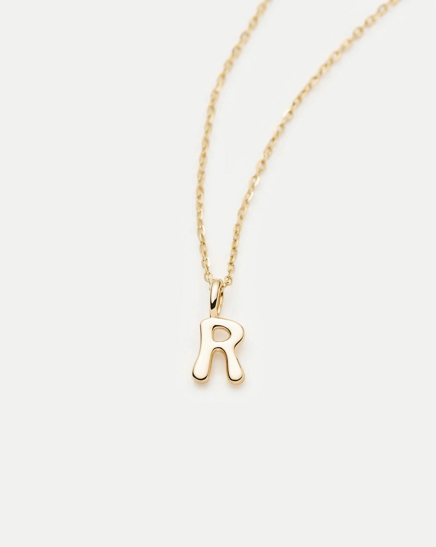 Fine Initial Mini Pendant Necklace - R | 14k Solid Gold Necklaces Missoma 