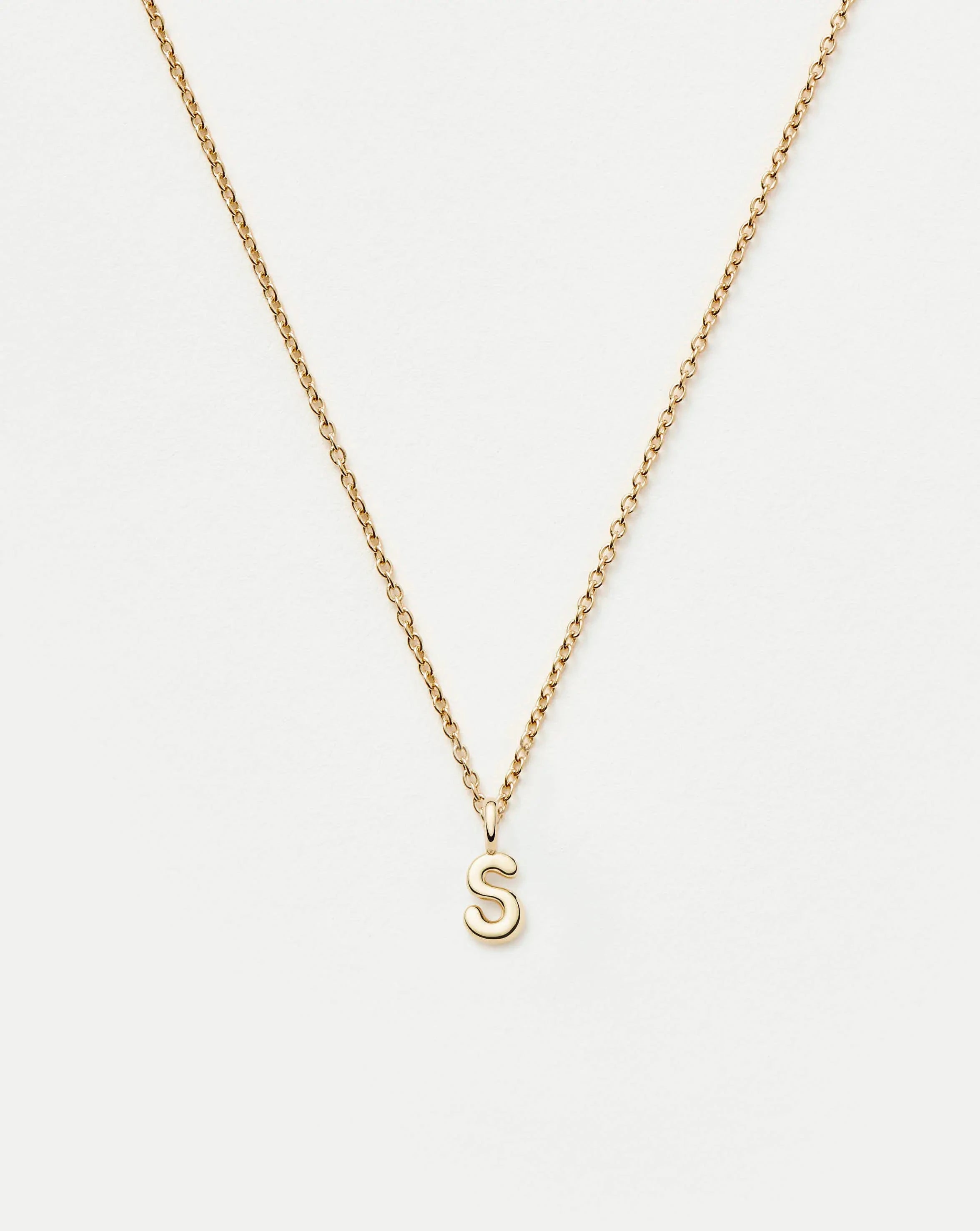 Fine Initial Mini Pendant Necklace - S | 14k Solid Gold Necklaces Missoma 