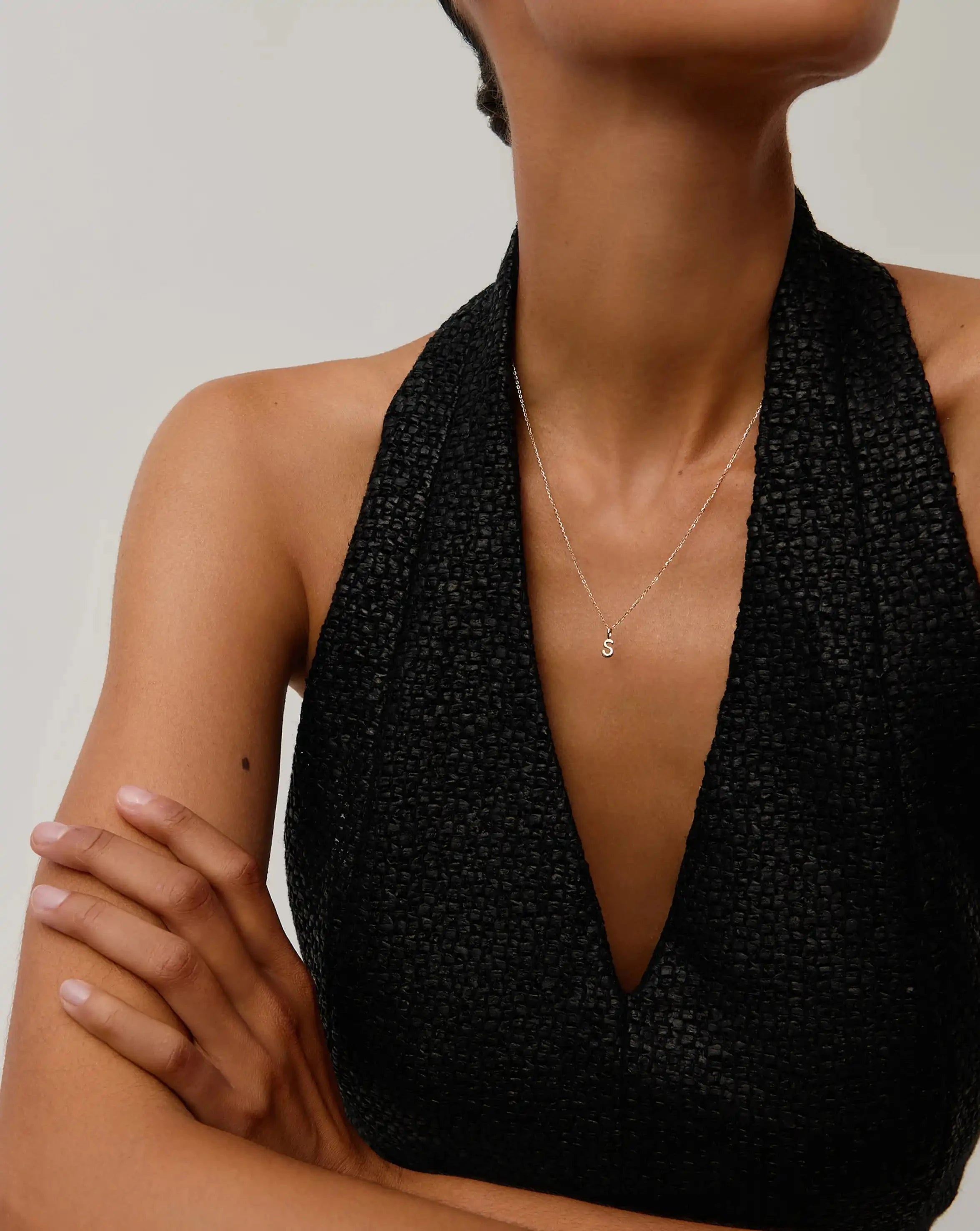Fine Initial Mini Pendant Necklace - S | 14k Solid Gold Necklaces Missoma 