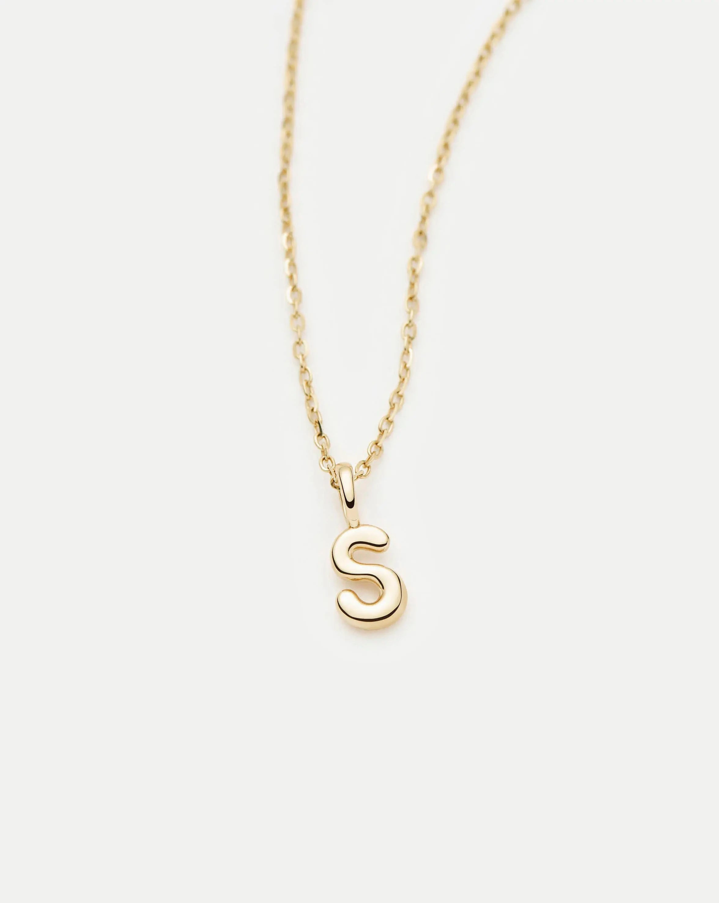 Fine Initial Mini Pendant Necklace - S | 14k Solid Gold Necklaces Missoma 