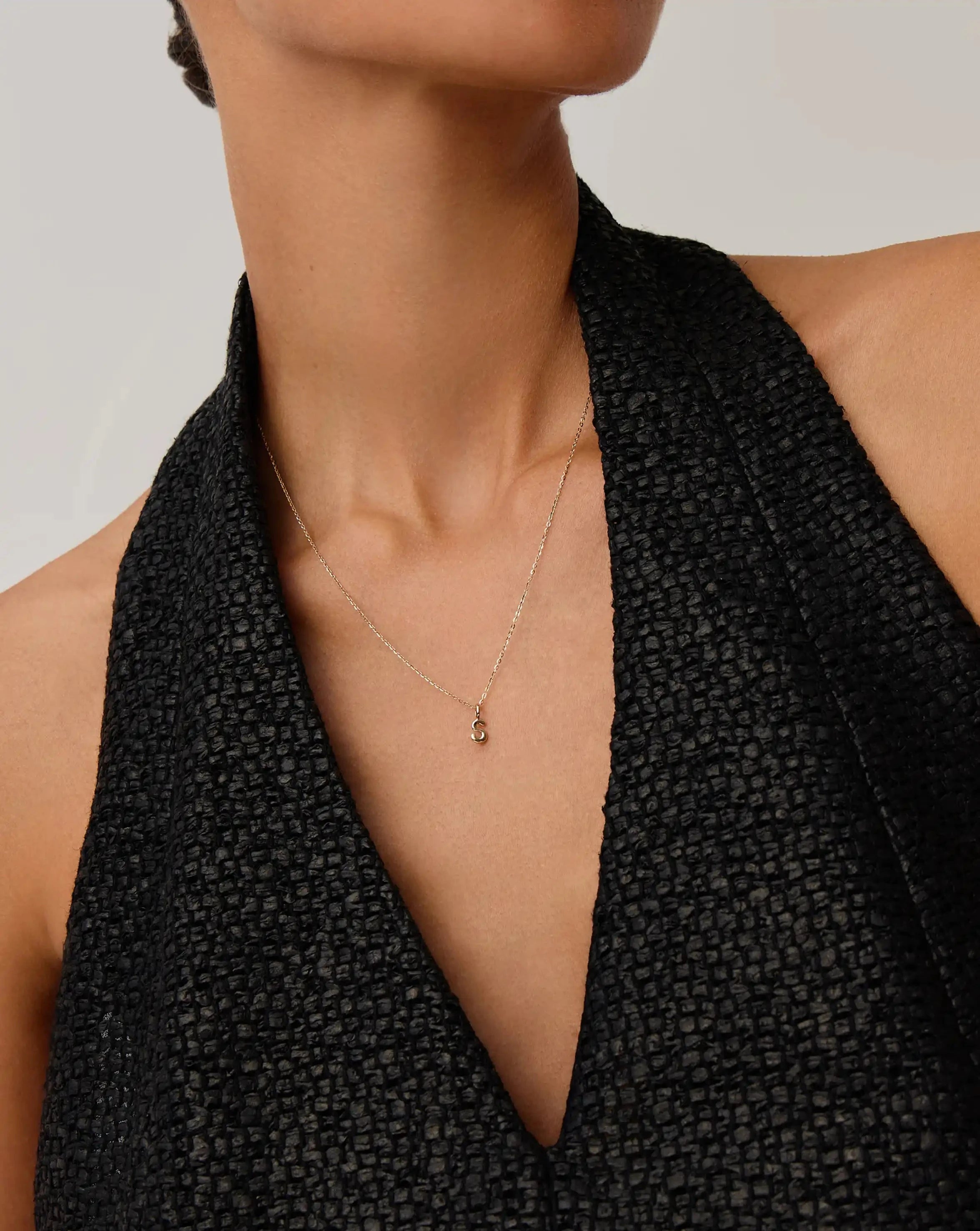 Fine Initial Mini Pendant Necklace - S | 14k Solid Gold Necklaces Missoma 