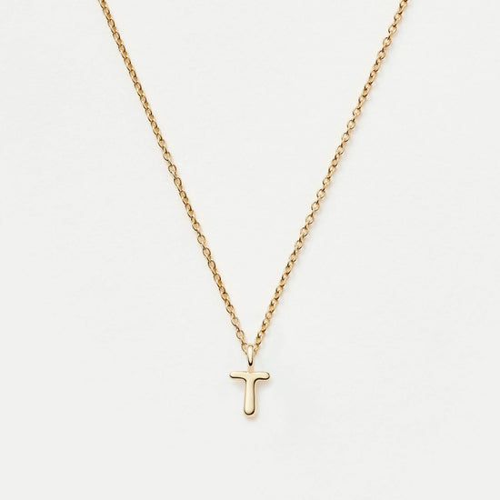 Fine Initial Mini Pendant Necklace - T | 14k Solid Gold Necklaces Missoma 