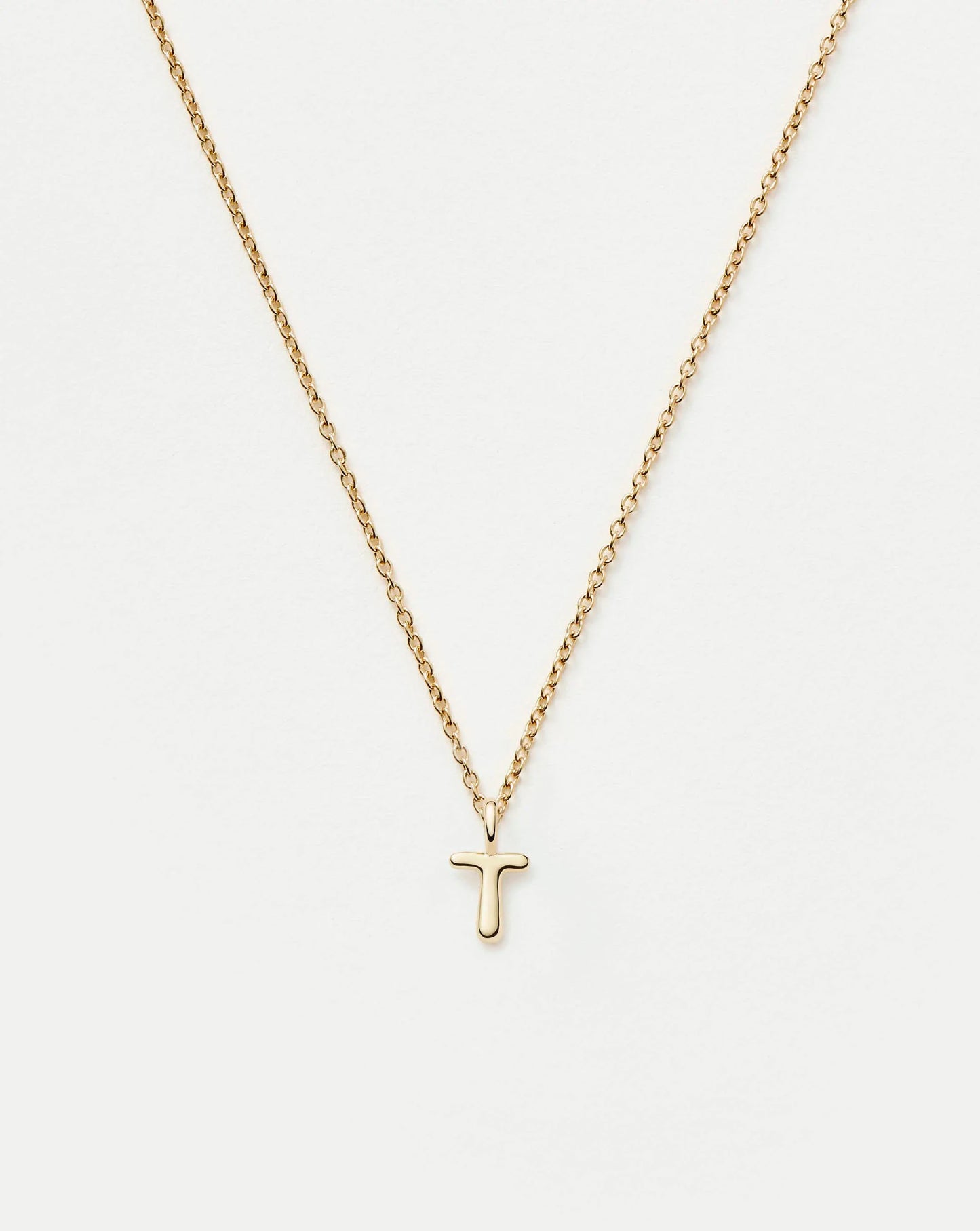 Fine Initial Mini Pendant Necklace - T | 14k Solid Gold Necklaces Missoma 