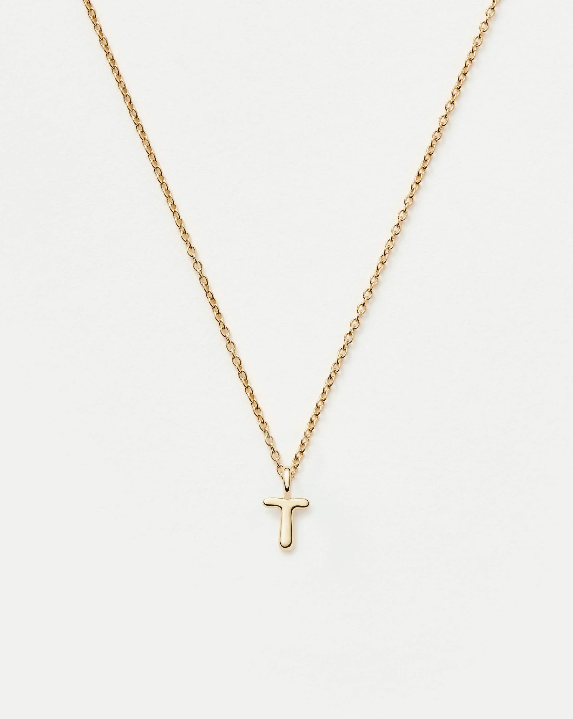 Fine Initial Mini Pendant Necklace - T | 14k Solid Gold Necklaces Missoma 
