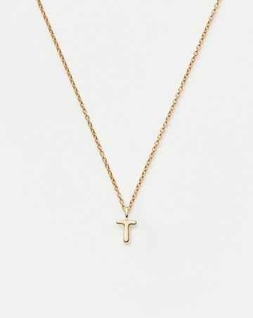 Fine Initial Mini Pendant Necklace - T | 14k Solid Gold Necklaces Missoma 