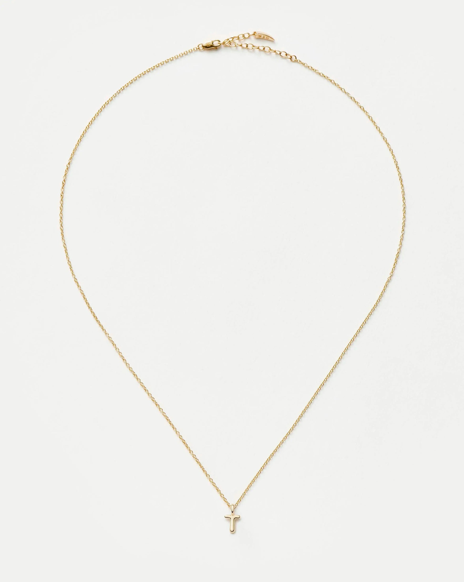 Fine Initial Mini Pendant Necklace - T | 14k Solid Gold Necklaces Missoma 