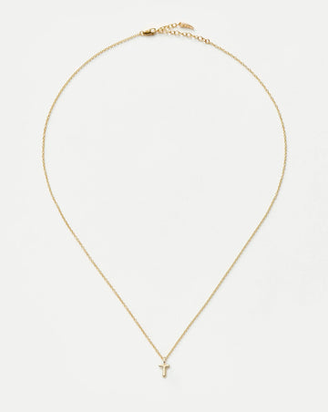 Fine Initial Mini Pendant Necklace - T | 14k Solid Gold Necklaces Missoma 