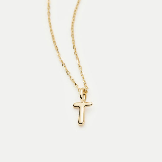 Fine Initial Mini Pendant Necklace - T | 14k Solid Gold Necklaces Missoma 