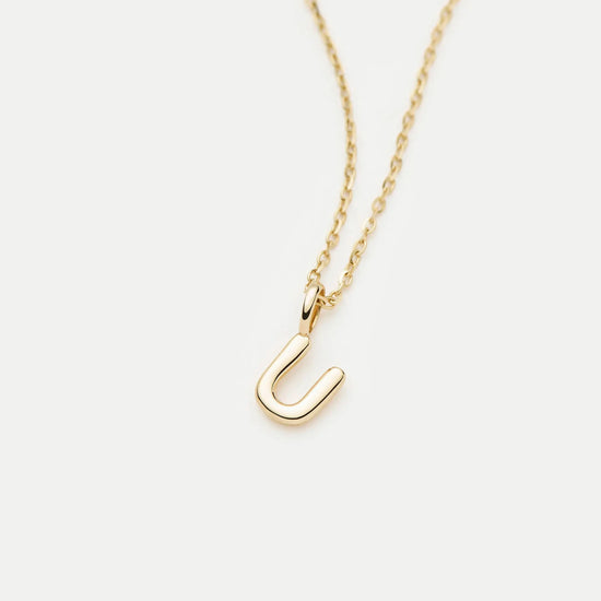 Fine Initial Mini Pendant Necklace - U | 14k Solid Gold Necklaces Missoma 