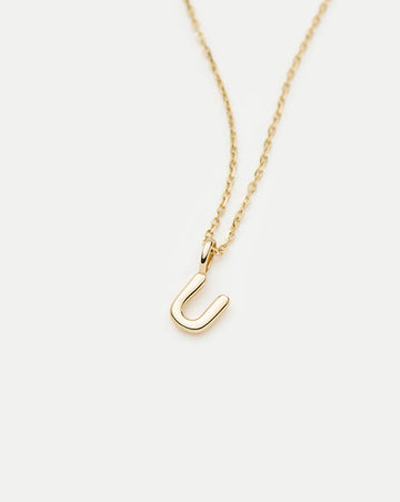 Fine Initial Mini Pendant Necklace - U | 14k Solid Gold Necklaces Missoma 