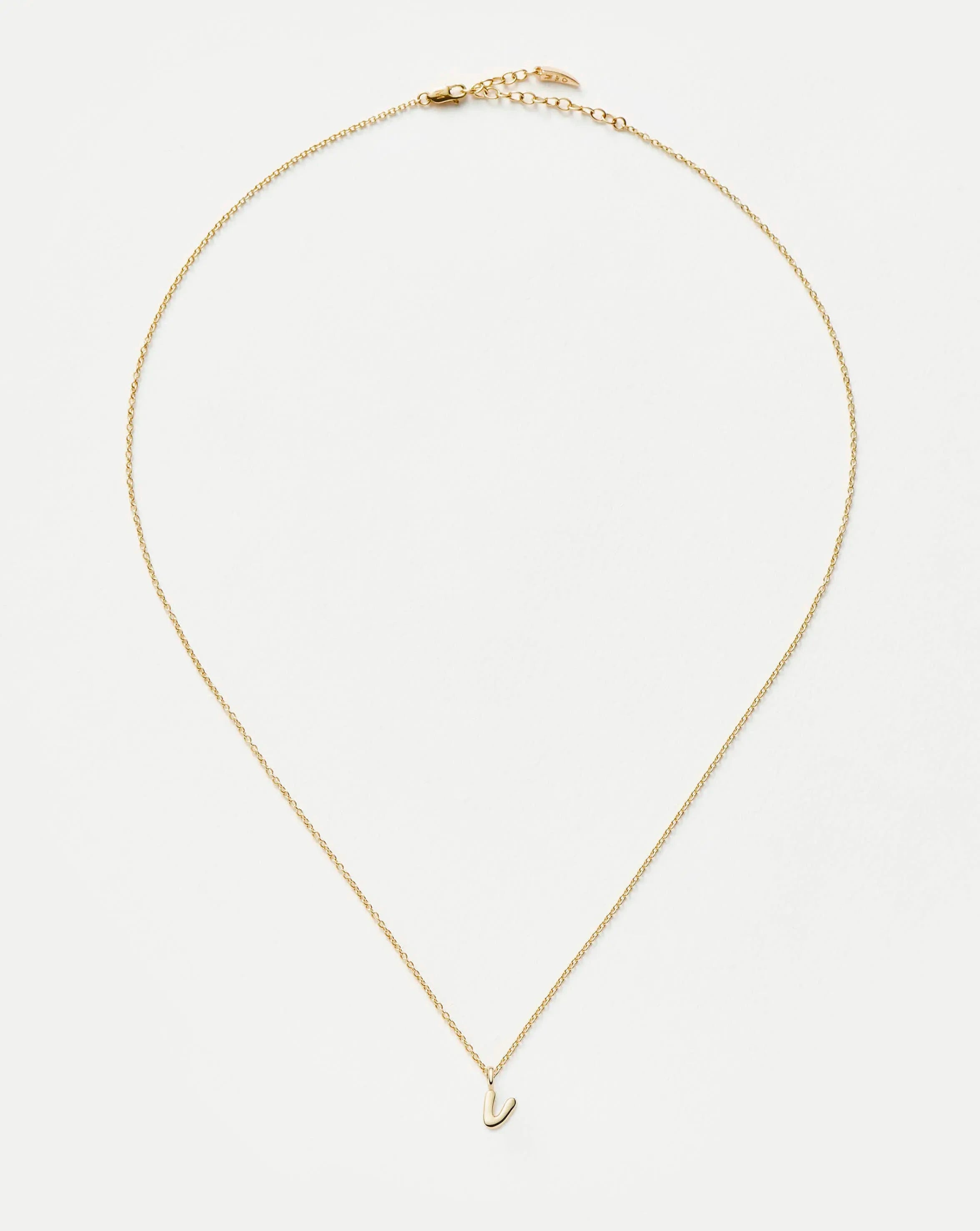Fine Initial Mini Pendant Necklace - V | 14k Solid Gold Necklaces Missoma 