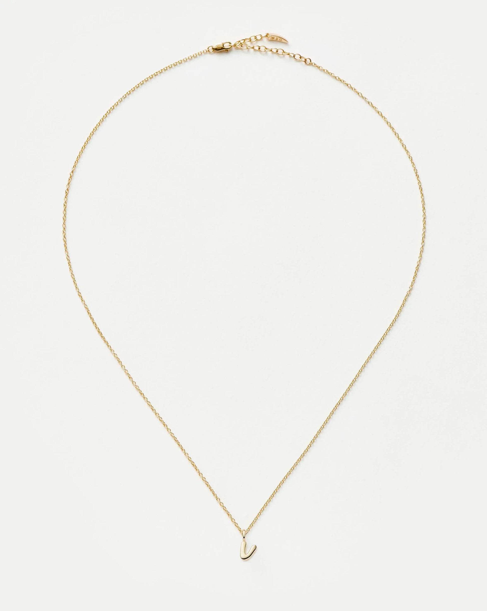 Fine Initial Mini Pendant Necklace - V | 14k Solid Gold Necklaces Missoma 