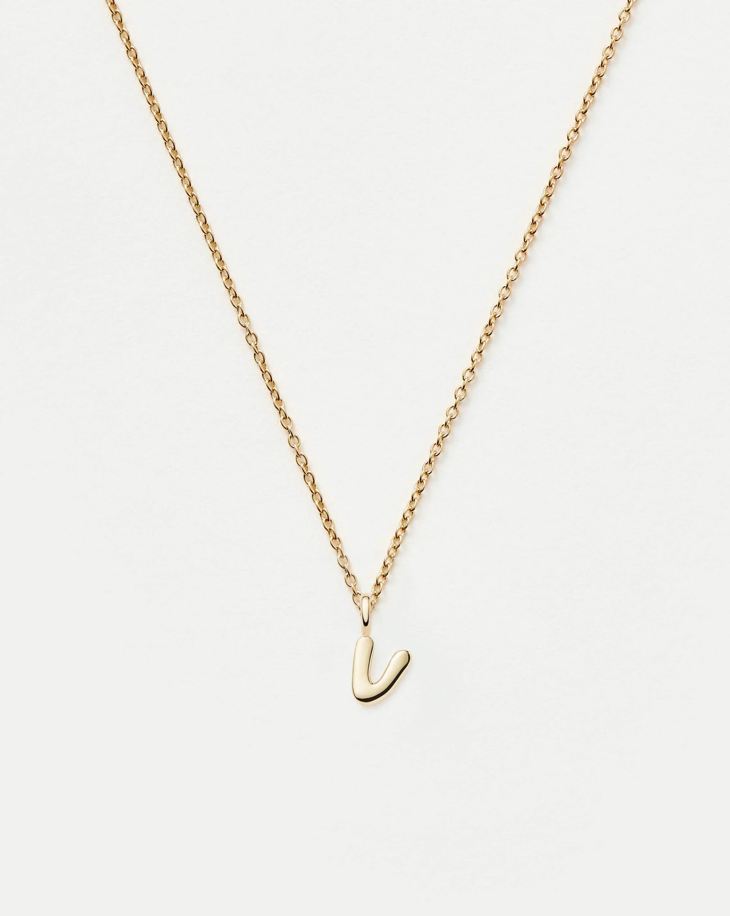 Fine Initial Mini Pendant Necklace - V | 14k Solid Gold Necklaces Missoma 