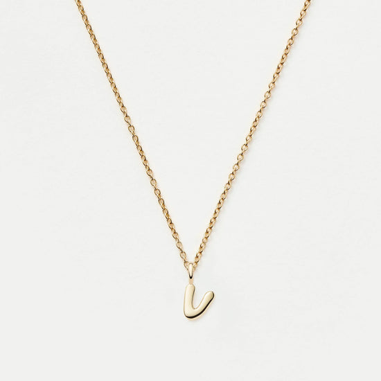 Fine Initial Mini Pendant Necklace - V | 14k Solid Gold Necklaces Missoma 