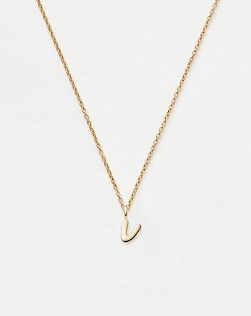 Fine Initial Mini Pendant Necklace - V | 14k Solid Gold Necklaces Missoma 