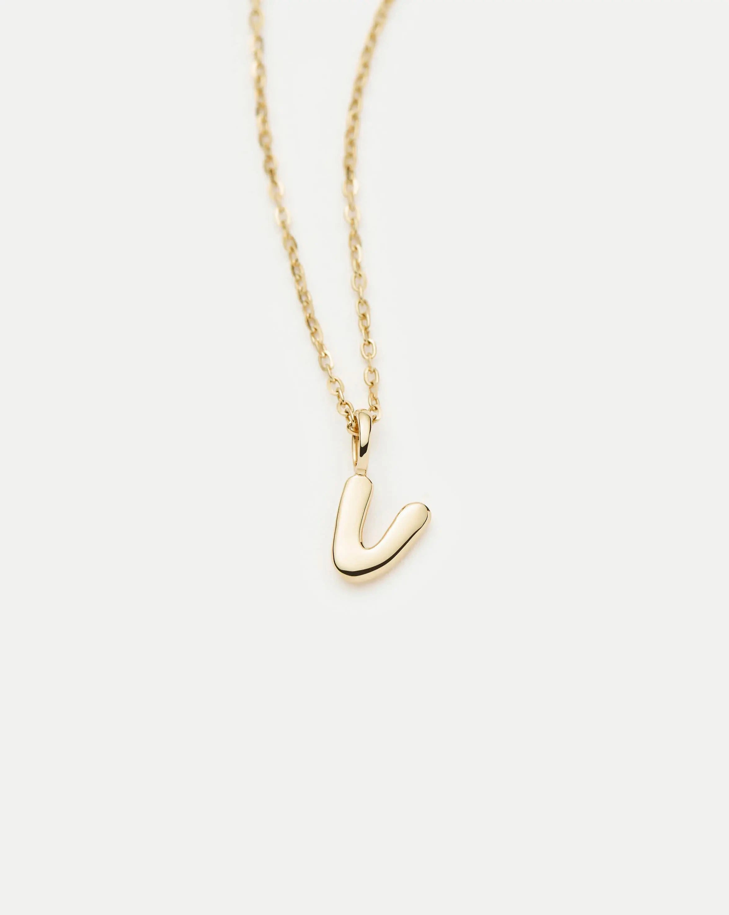 Fine Initial Mini Pendant Necklace - V | 14k Solid Gold Necklaces Missoma 