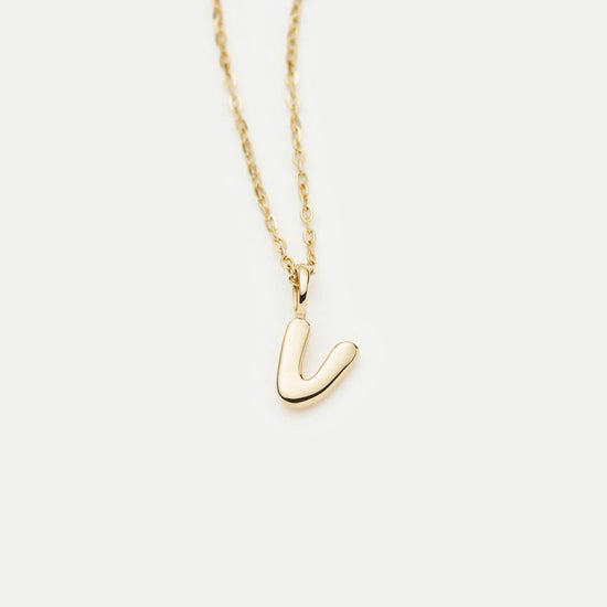 Fine Initial Mini Pendant Necklace - V | 14k Solid Gold Necklaces Missoma 