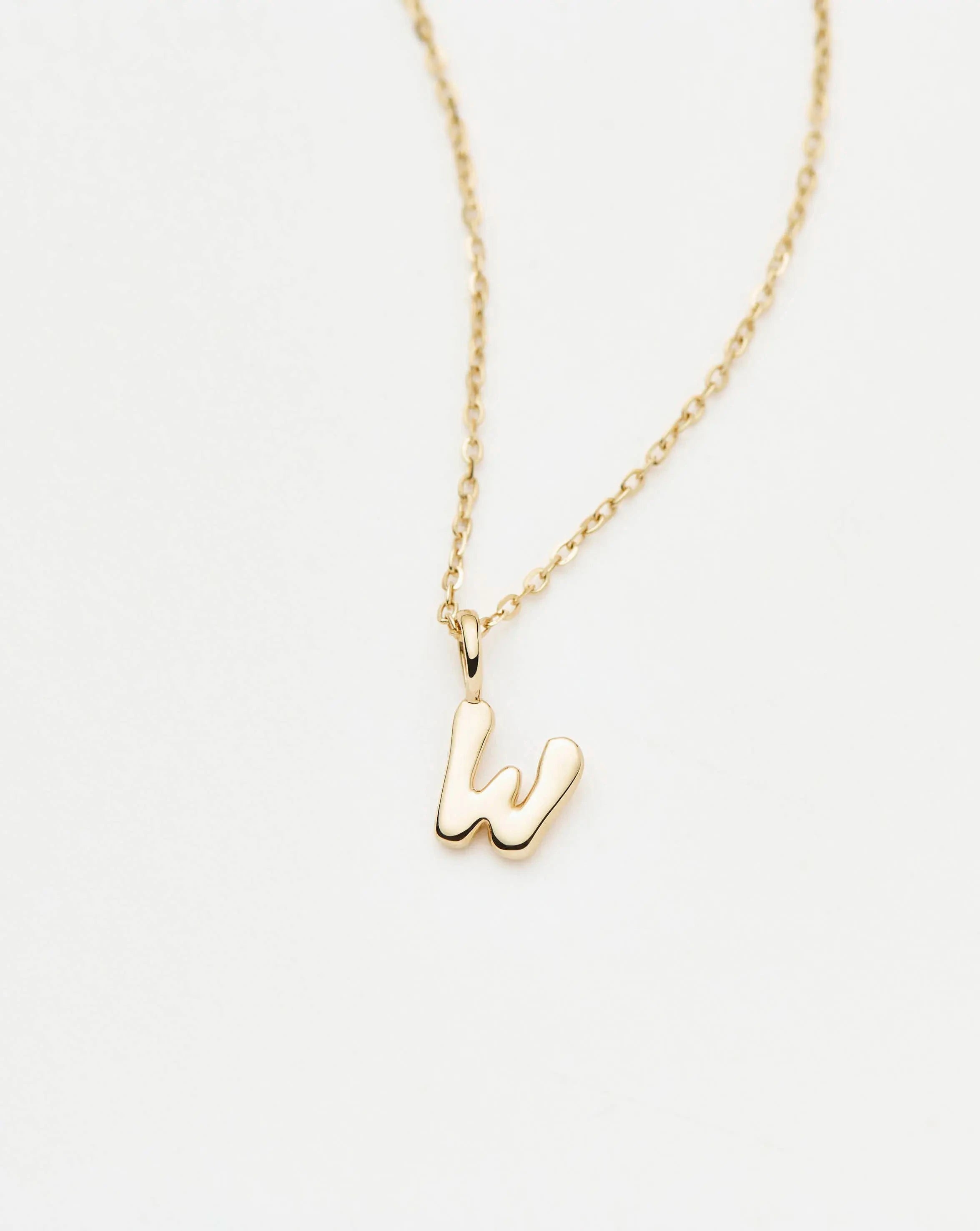 Fine Initial Mini Pendant Necklace - W | 14k Solid Gold Necklaces Missoma 