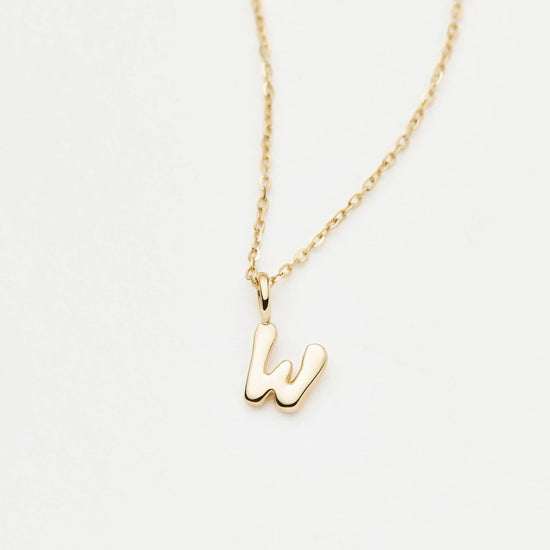 Fine Initial Mini Pendant Necklace - W | 14k Solid Gold Necklaces Missoma 