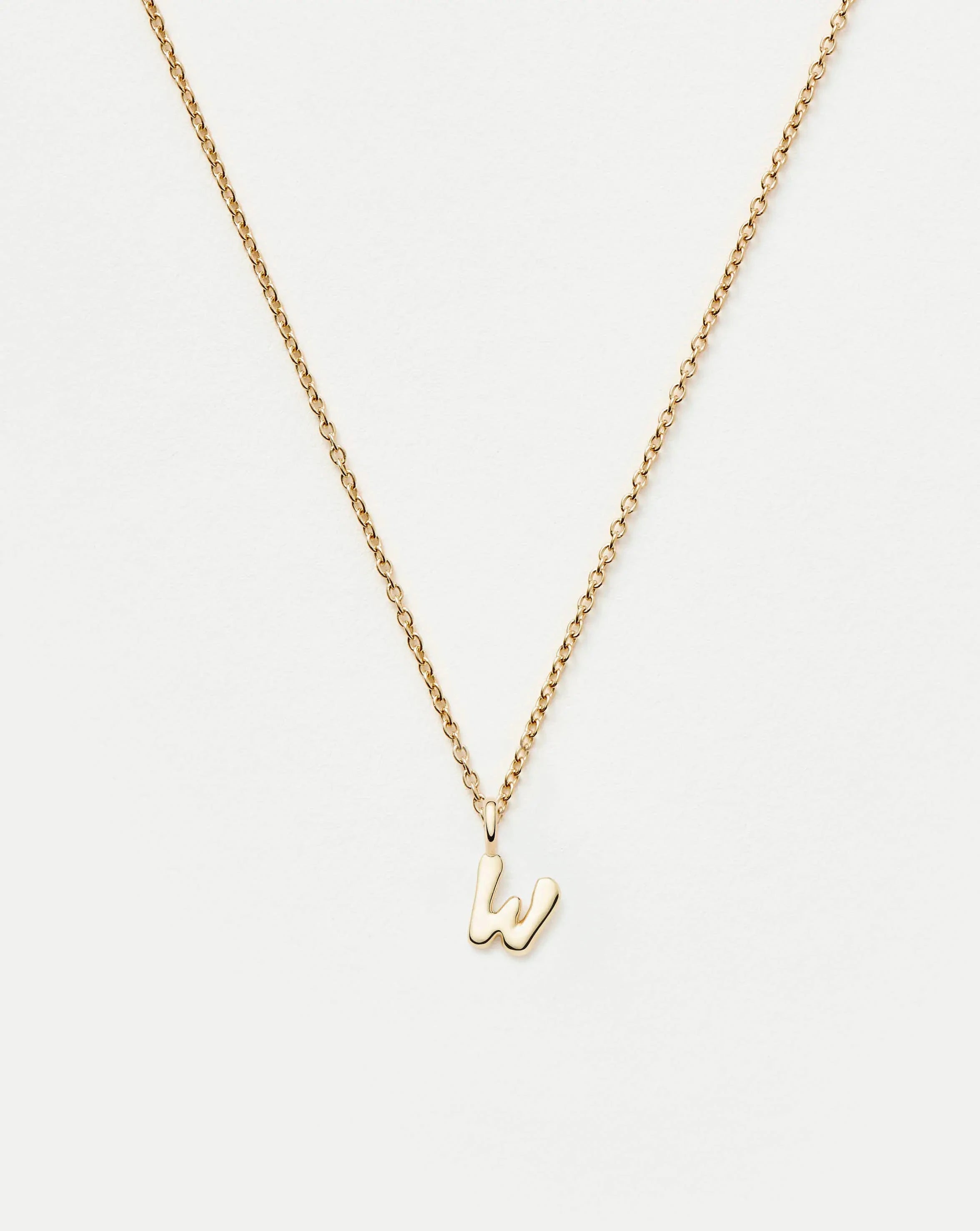 Fine Initial Mini Pendant Necklace - W | 14k Solid Gold Necklaces Missoma 