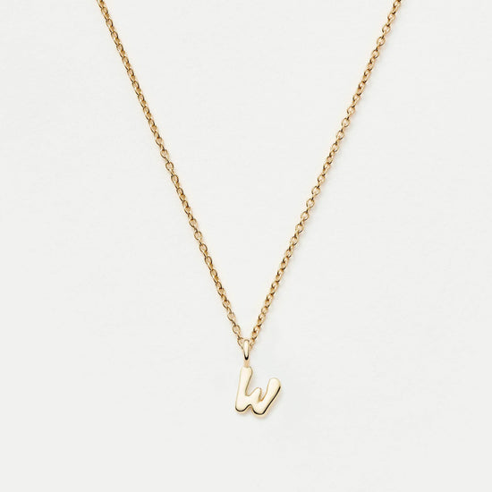 Fine Initial Mini Pendant Necklace - W | 14k Solid Gold Necklaces Missoma 