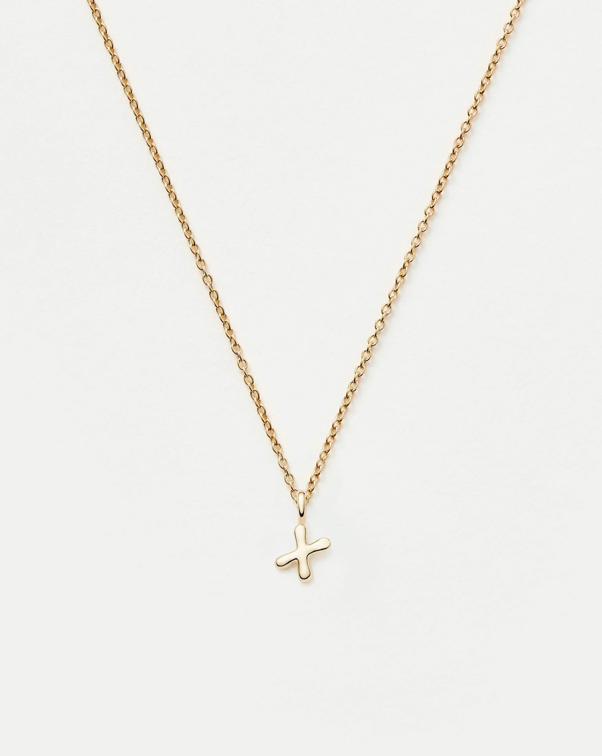 Fine Initial Mini Pendant Necklace - X | 14k Solid Gold Necklaces Missoma 