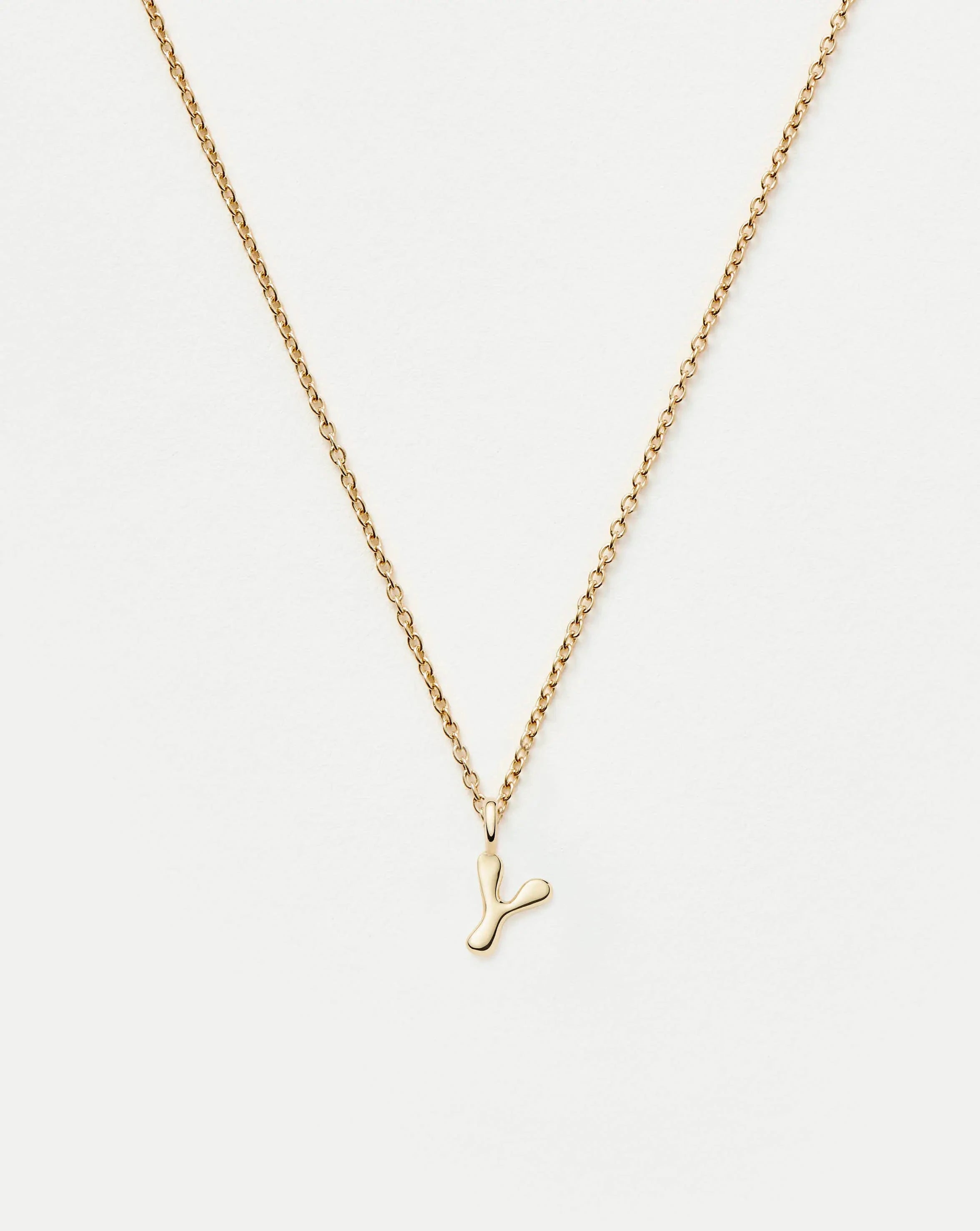 Fine Initial Mini Pendant Necklace - Y | 14k Solid Gold Necklaces Missoma 