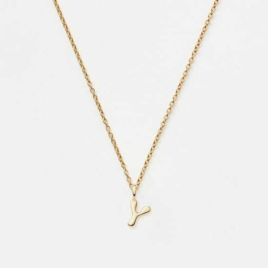 Fine Initial Mini Pendant Necklace - Y | 14k Solid Gold Necklaces Missoma 