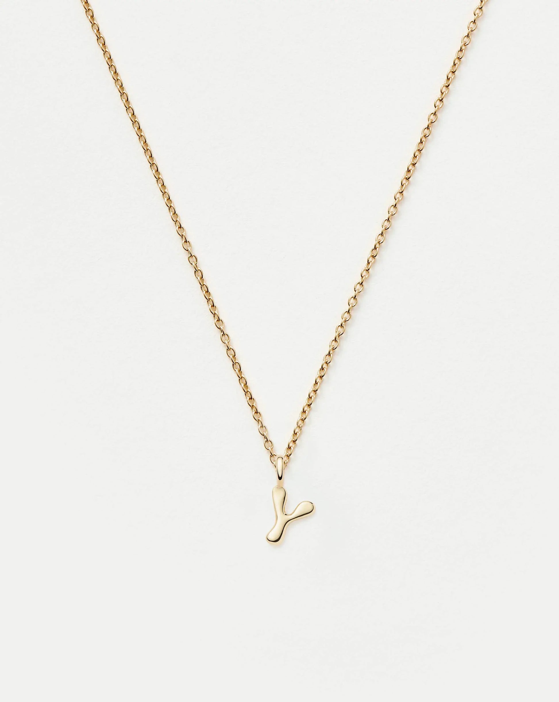 Fine Initial Mini Pendant Necklace - Y | 14k Solid Gold Necklaces Missoma 