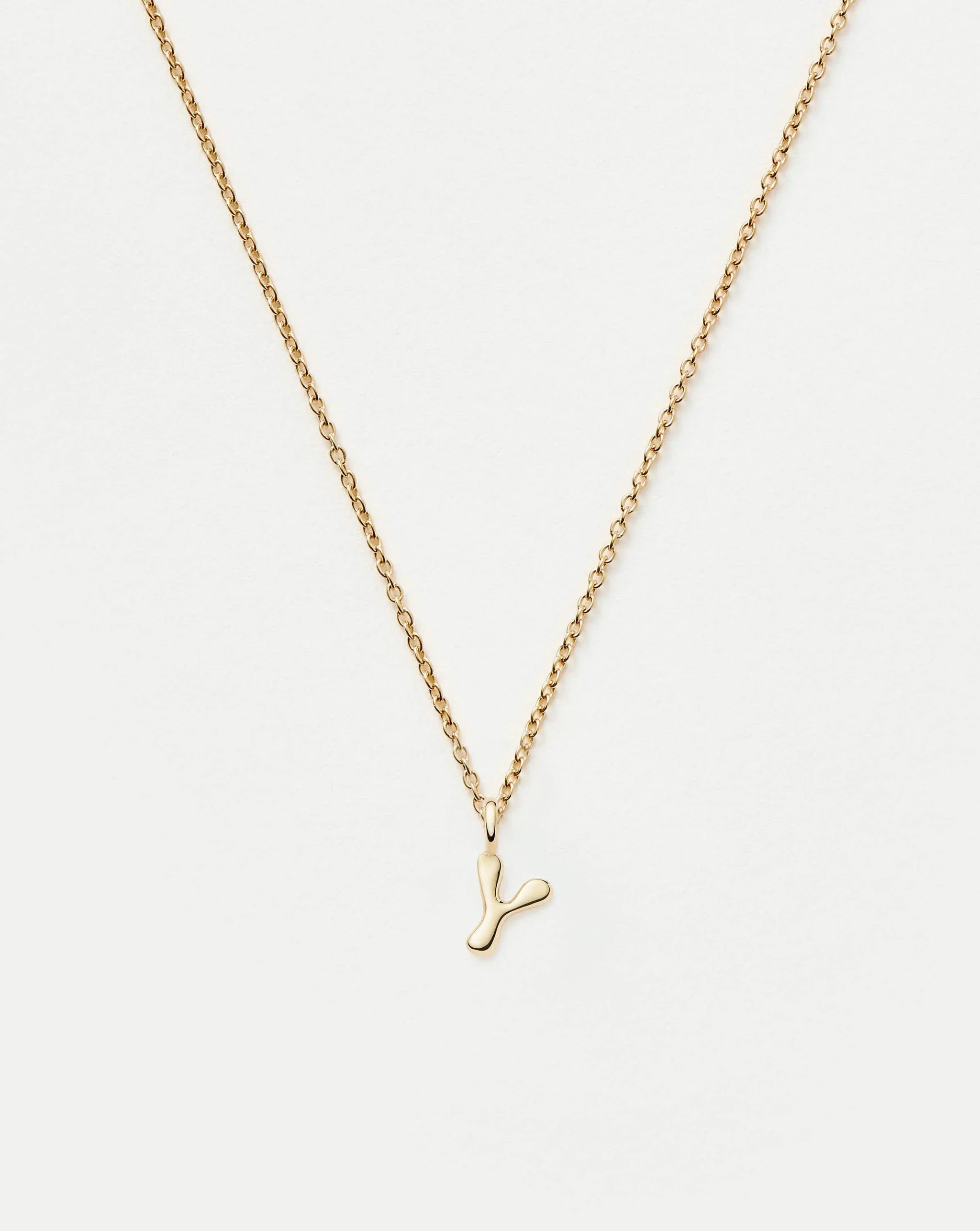 Fine Initial Mini Pendant Necklace - Y | 14k Solid Gold Necklaces Missoma 