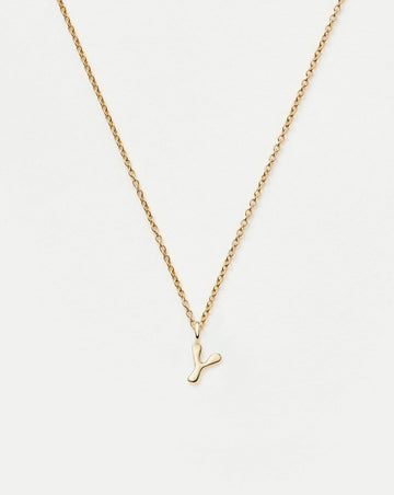 Fine Initial Mini Pendant Necklace - Y | 14k Solid Gold Necklaces Missoma 