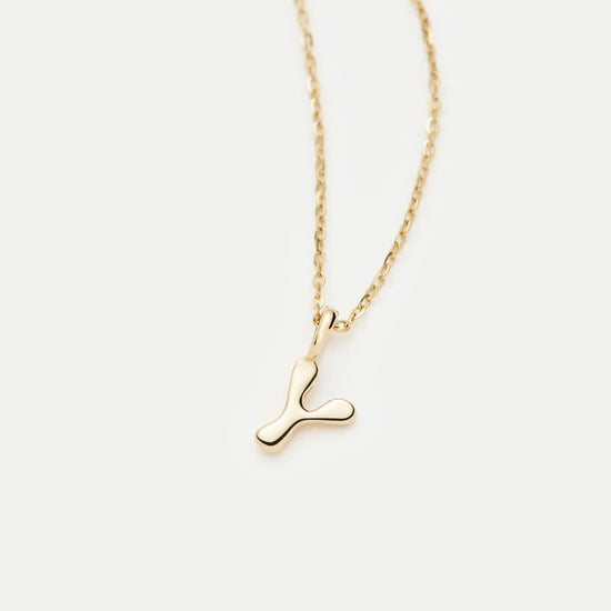 Fine Initial Mini Pendant Necklace - Y | 14k Solid Gold Necklaces Missoma 