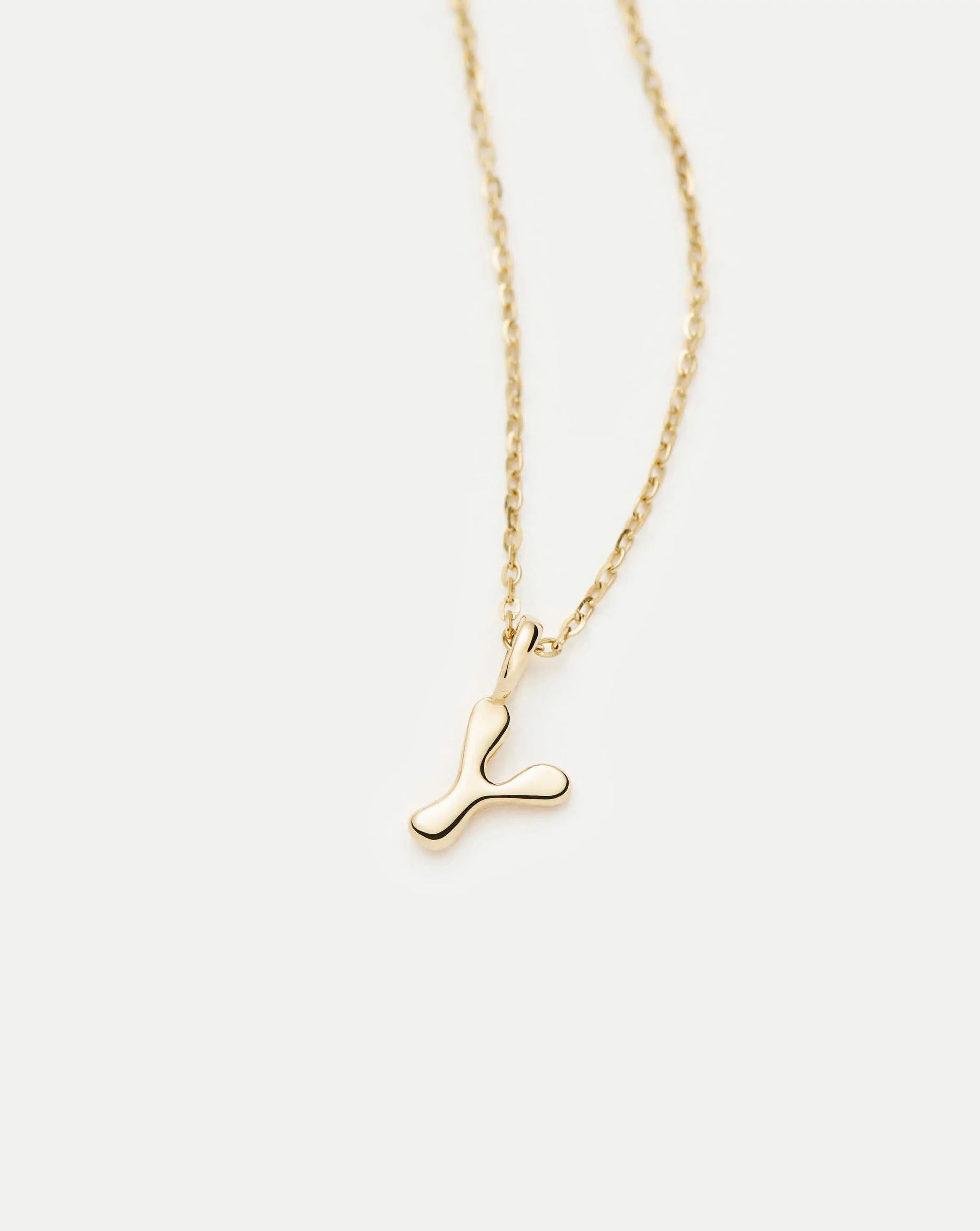 Fine Initial Mini Pendant Necklace - Y | 14k Solid Gold Necklaces Missoma 