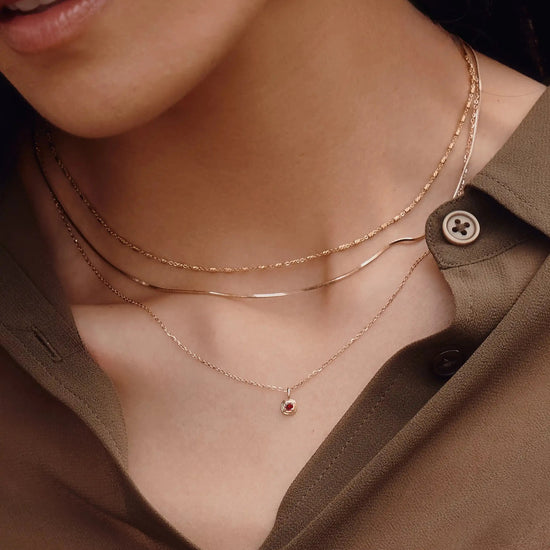 Fine January Birthstone Pendant Necklace | 14k Solid Gold/Garnet Necklaces Missoma 