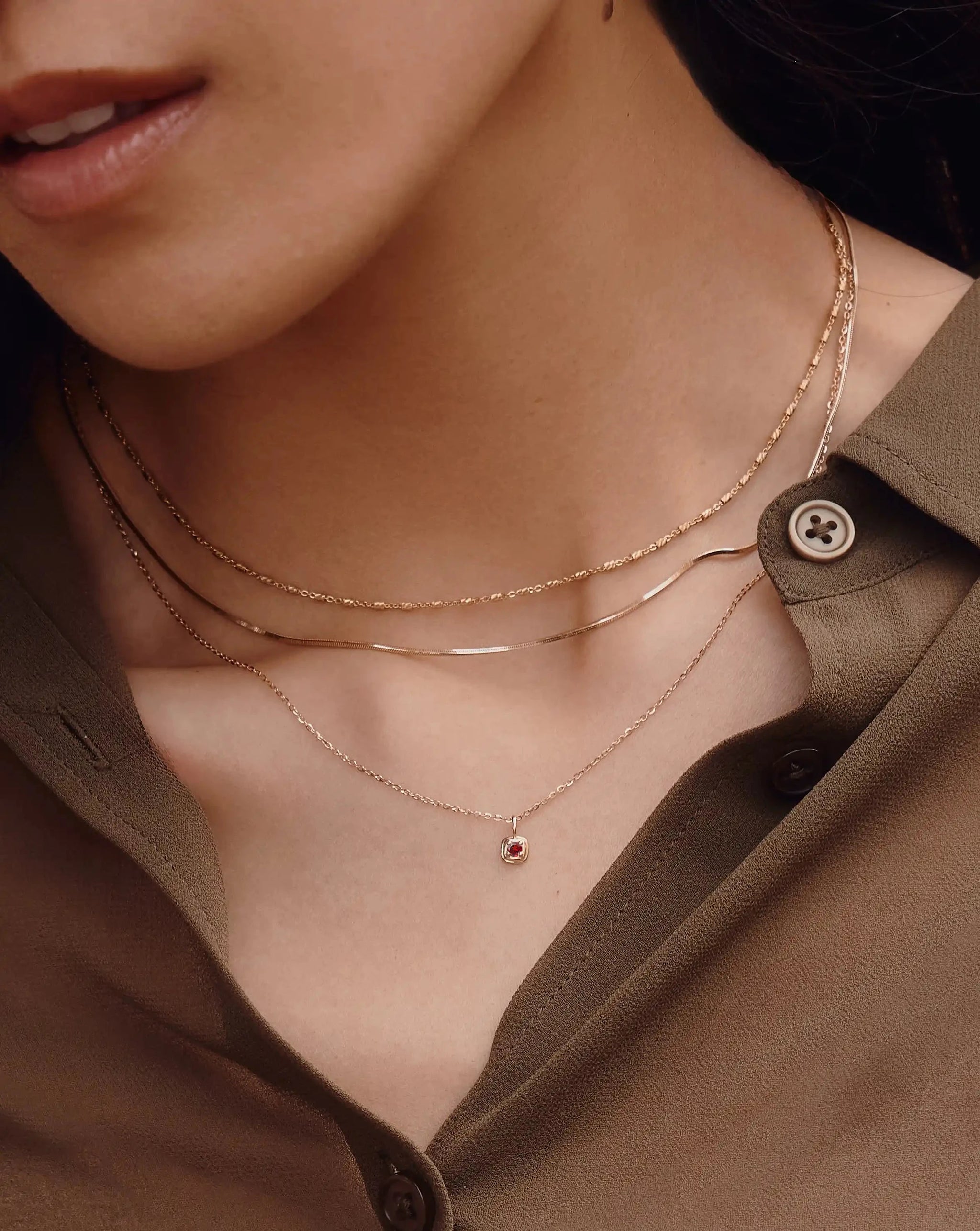 Fine January Birthstone Pendant Necklace | 14k Solid Gold/Garnet Necklaces Missoma 