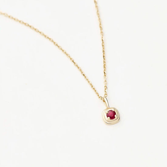Fine July Birthstone Pendant Necklace | 14k Solid Gold/Ruby Necklace Missoma 