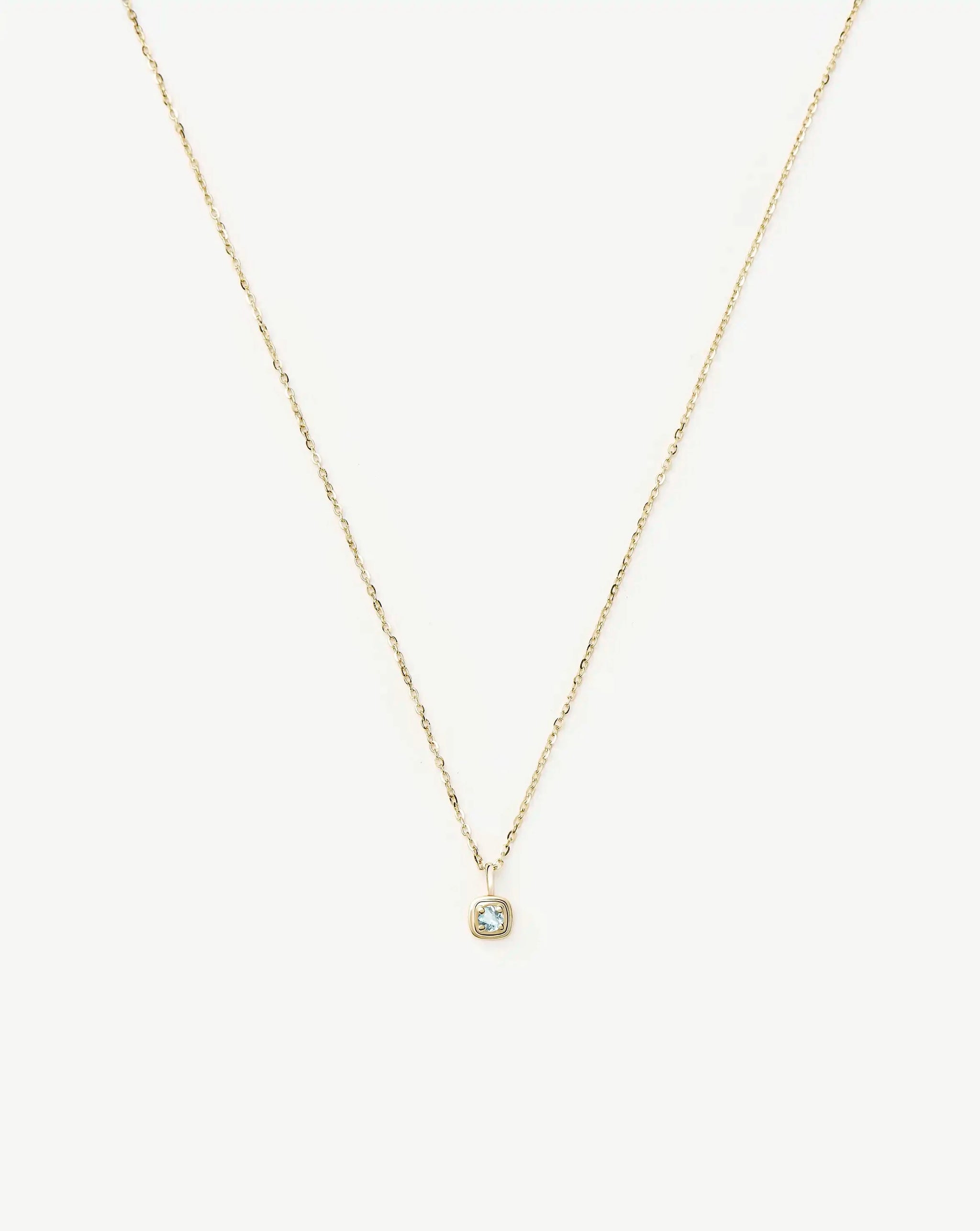 Fine March Birthstone Pendant Necklace | 14k Solid Gold/Aquamarine Necklace Missoma 