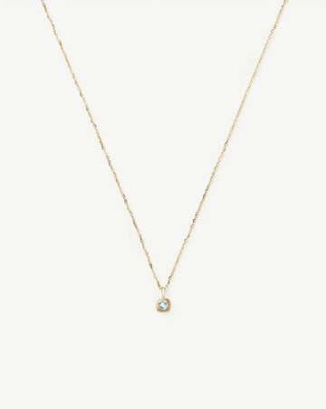 Fine March Birthstone Pendant Necklace | 14k Solid Gold/Aquamarine Necklace Missoma 