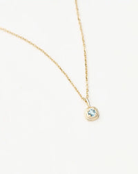 Fine March Birthstone Pendant Necklace | 14k Solid Gold/Aquamarine Necklace Missoma 