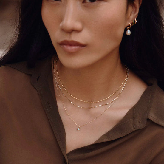 Fine March Birthstone Pendant Necklace | 14k Solid Gold/Aquamarine Necklace Missoma 