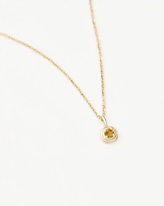 Solid Gold November Birthstone Pendant Necklace | 14k Solid Gold/Citrine