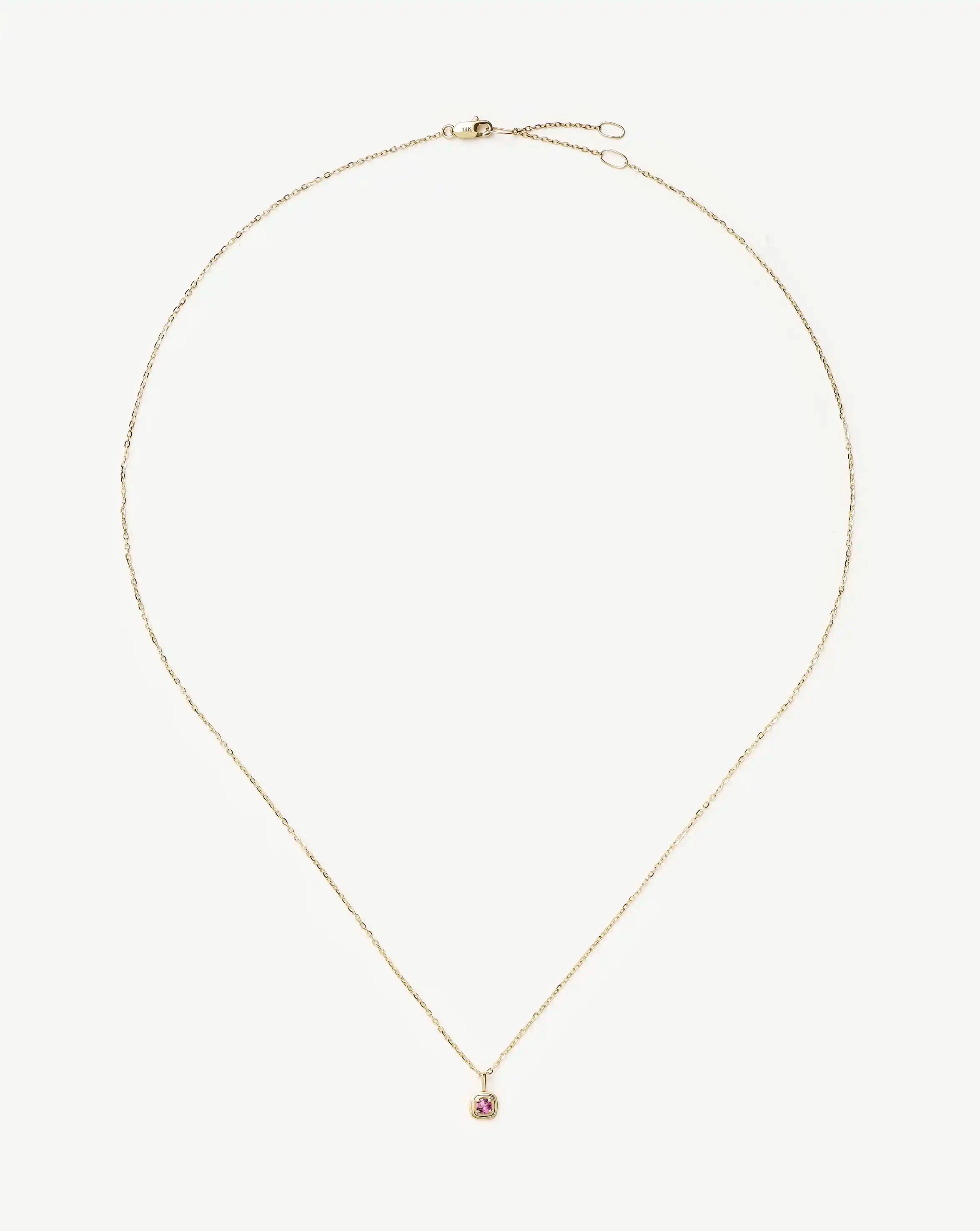Fine October Birthstone Pendant Necklace | 14k Solid Gold/Pink Tourmaline Necklace Missoma 
