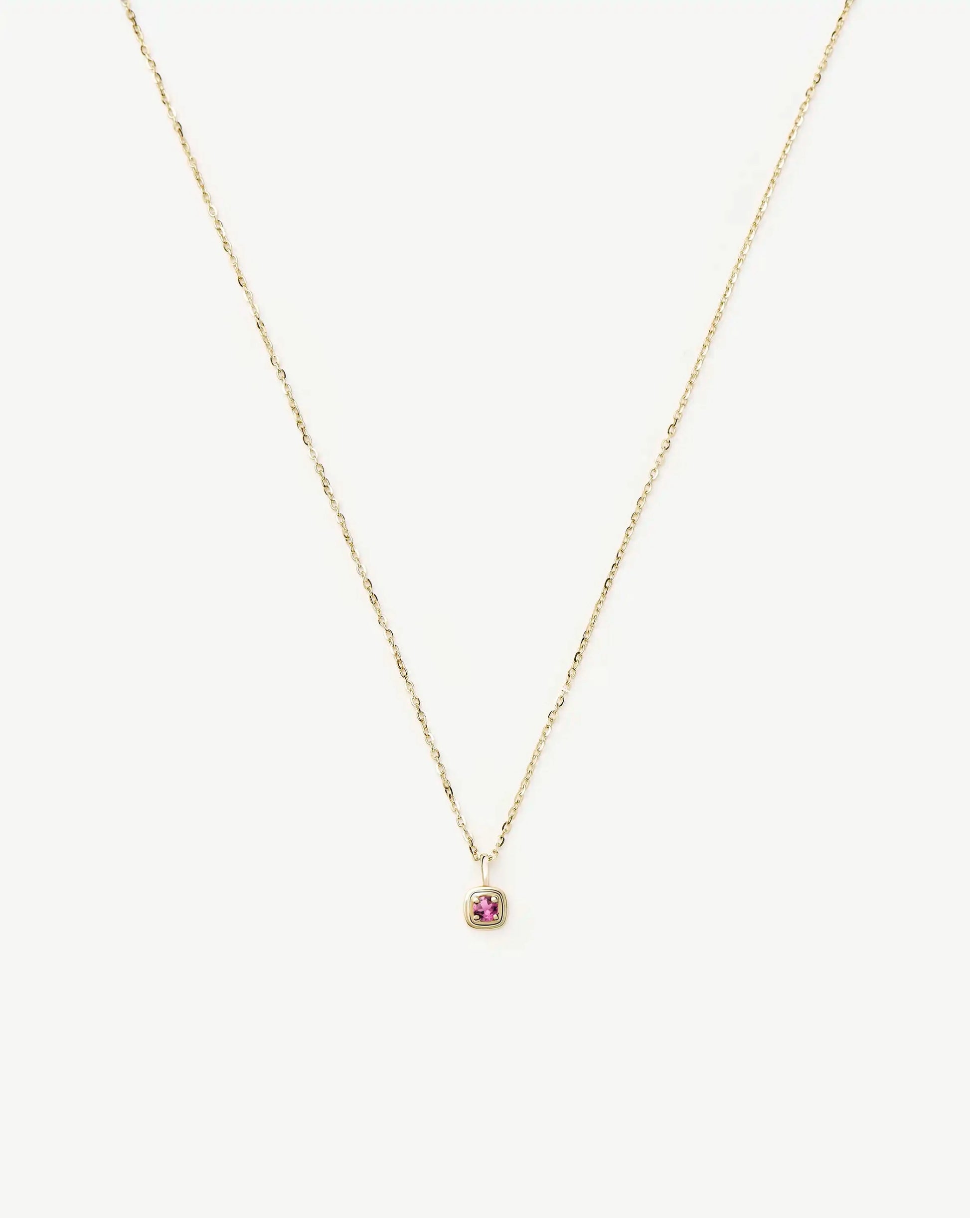 Fine October Birthstone Pendant Necklace | 14k Solid Gold/Pink Tourmaline Necklace Missoma 