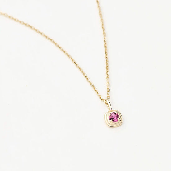 Fine October Birthstone Pendant Necklace | 14k Solid Gold/Pink Tourmaline Necklace Missoma 