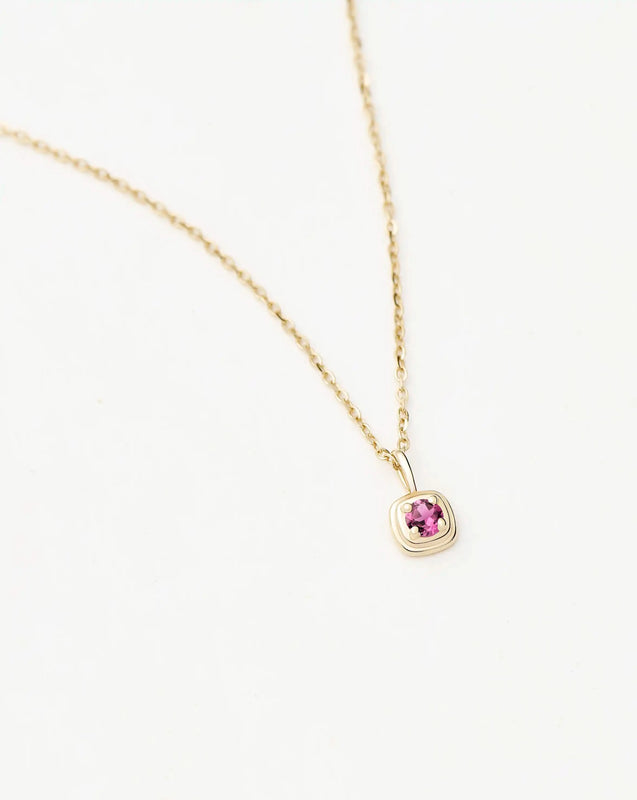Solid Gold October Birthstone Pendant Necklace | 14k Solid Gold/Pink Tourmaline