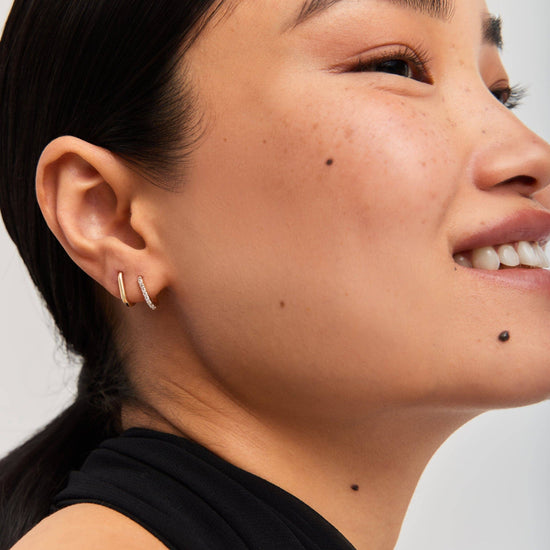 Fine Ovate Mini Hoop Earrings | 14k Solid Gold Earrings Missoma 