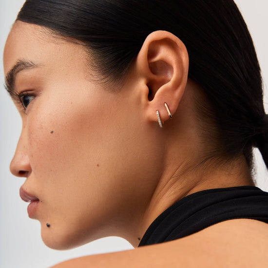 Fine Ovate Mini Hoop Earrings | 14k Solid Gold Earrings Missoma 